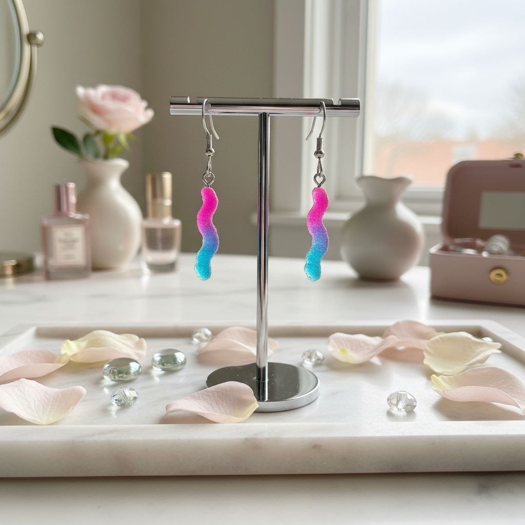 Gummy Worms Earrings - Funny eye-catching accessory 
