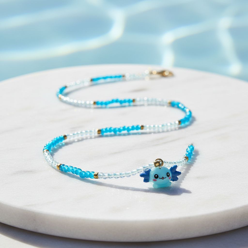Cute Axolotl Beaded Charm Neckless 