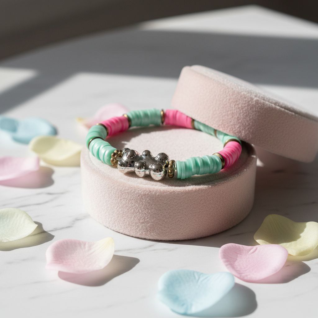 Metallic Gummy Bear Polymer Clay Bead Bracelet
